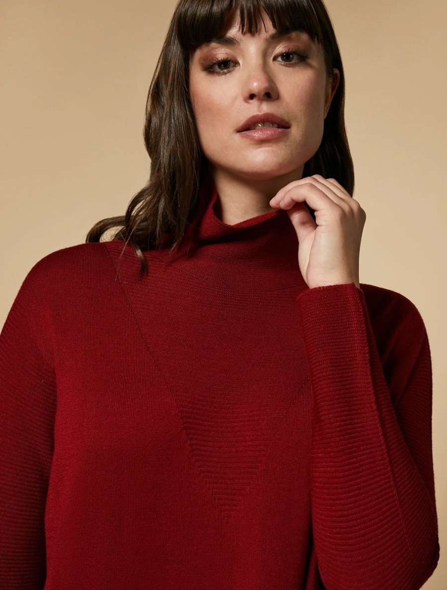 Vetements Marina Rinaldi | Pull En Laine Melangee Rouge