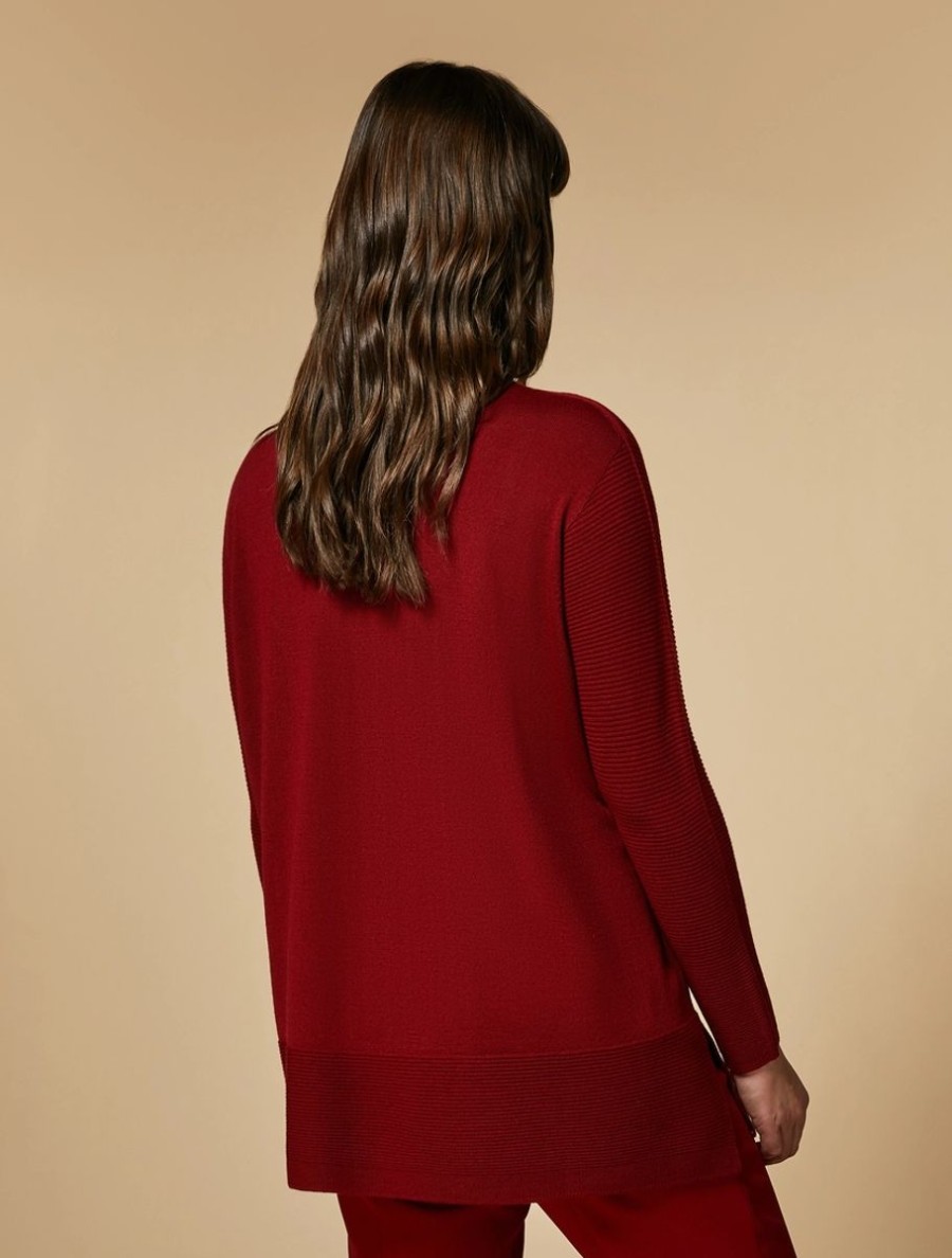 Vetements Marina Rinaldi | Pull En Laine Melangee Rouge