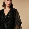 Vetements De Ceremonie Marina Rinaldi | Bolero En Organza De Soie Noir