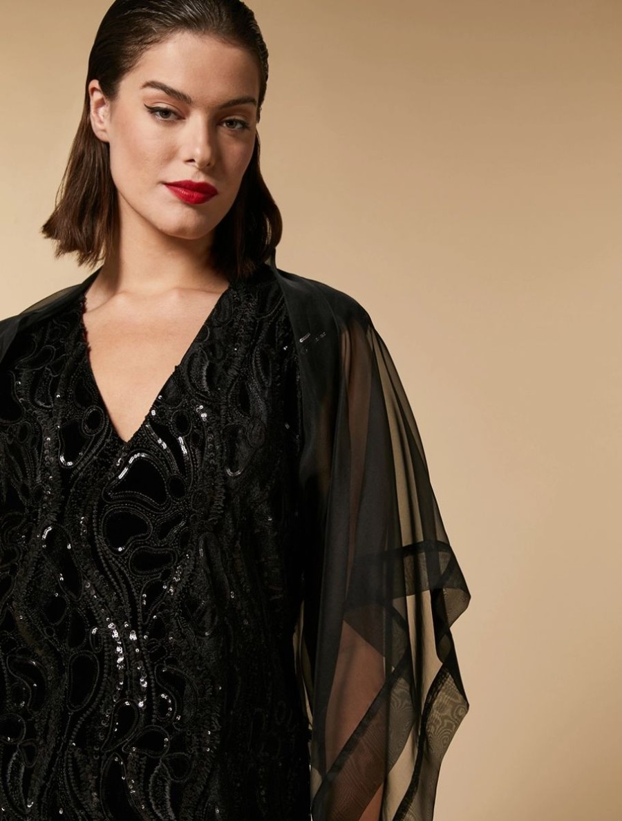 Vetements De Ceremonie Marina Rinaldi | Bolero En Organza De Soie Noir