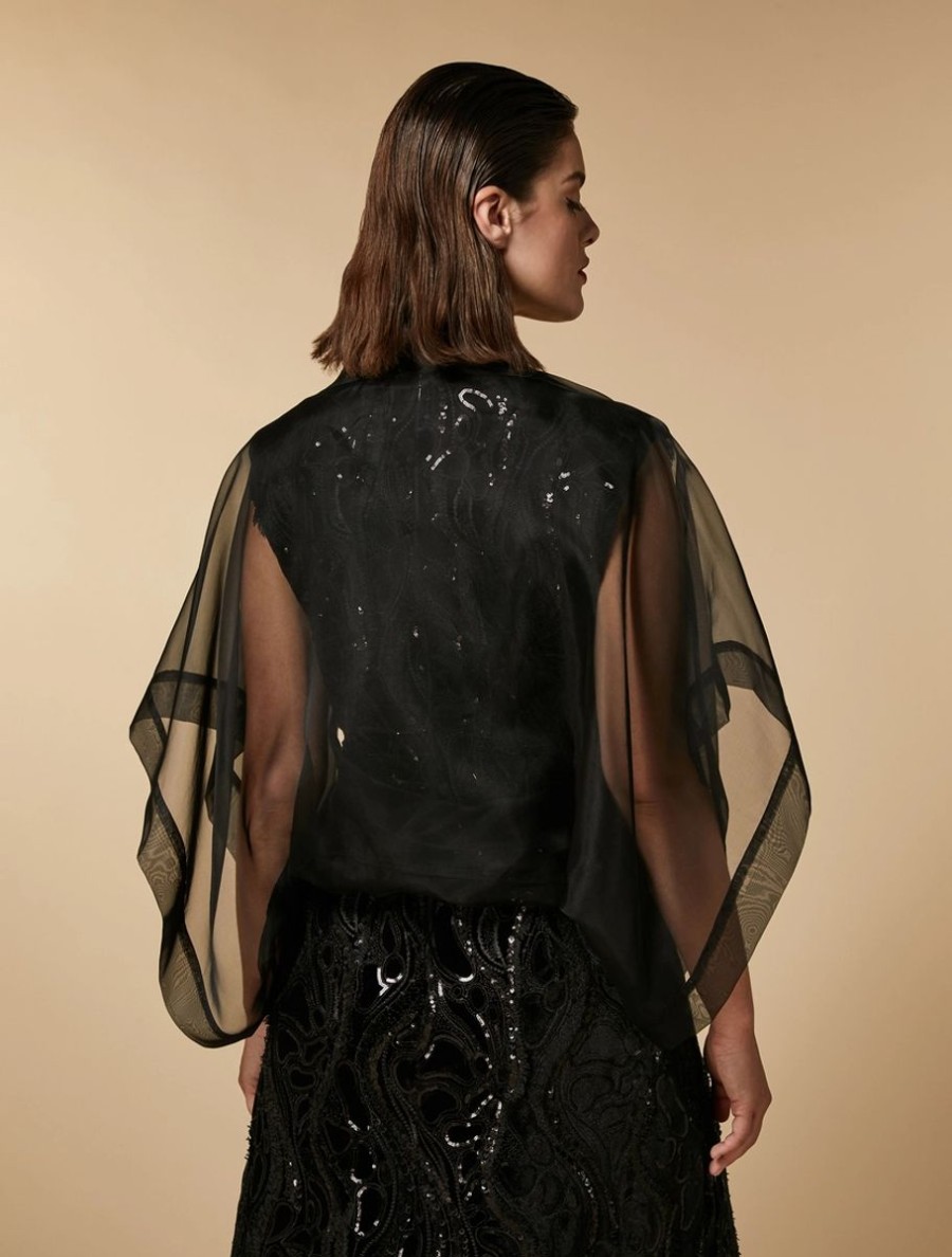 Vetements De Ceremonie Marina Rinaldi | Bolero En Organza De Soie Noir