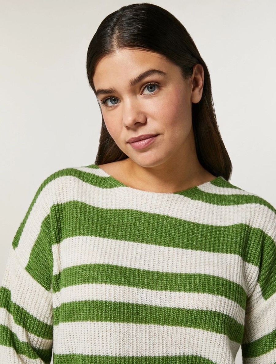 Vetements Marina Rinaldi | Pull En Laine Melangee Vert