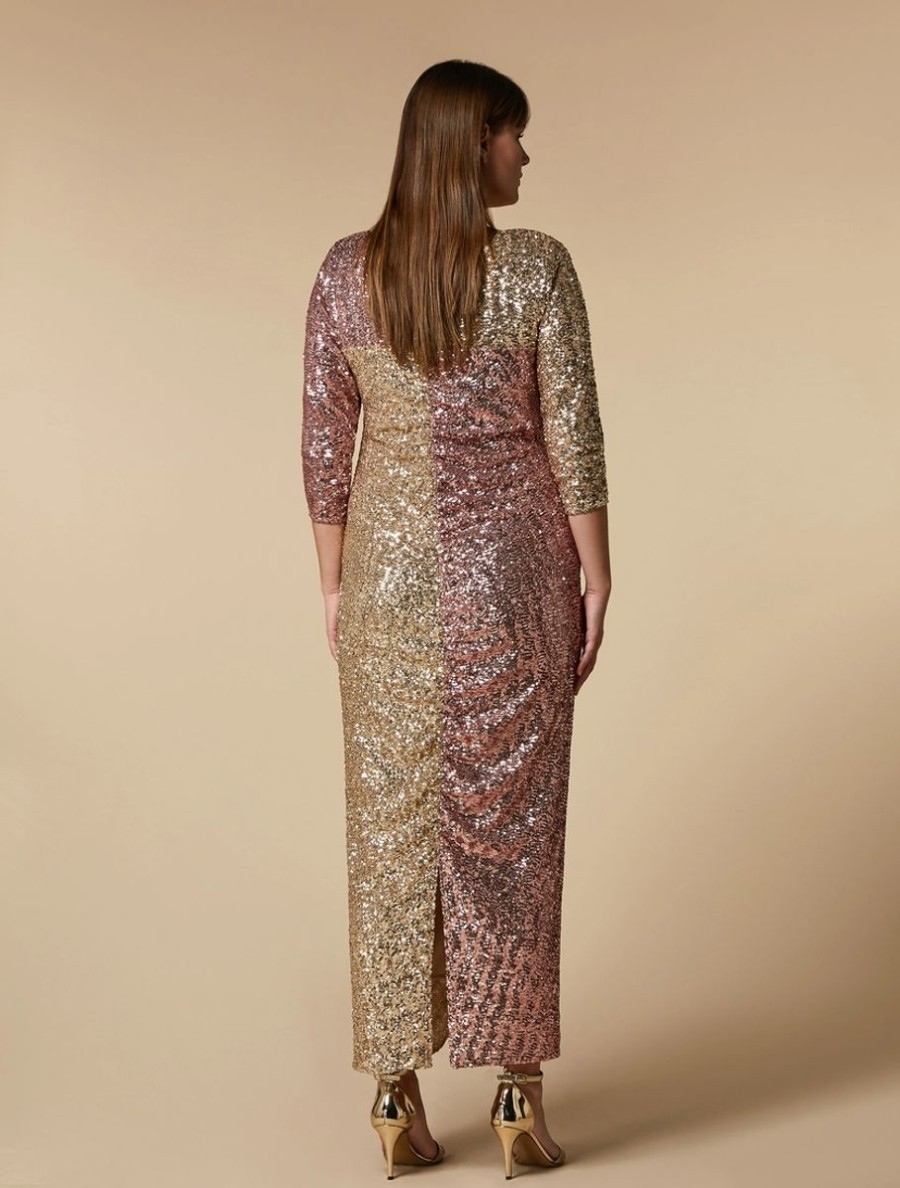 Vetements Marina Rinaldi | Robe Longue A Sequins Or