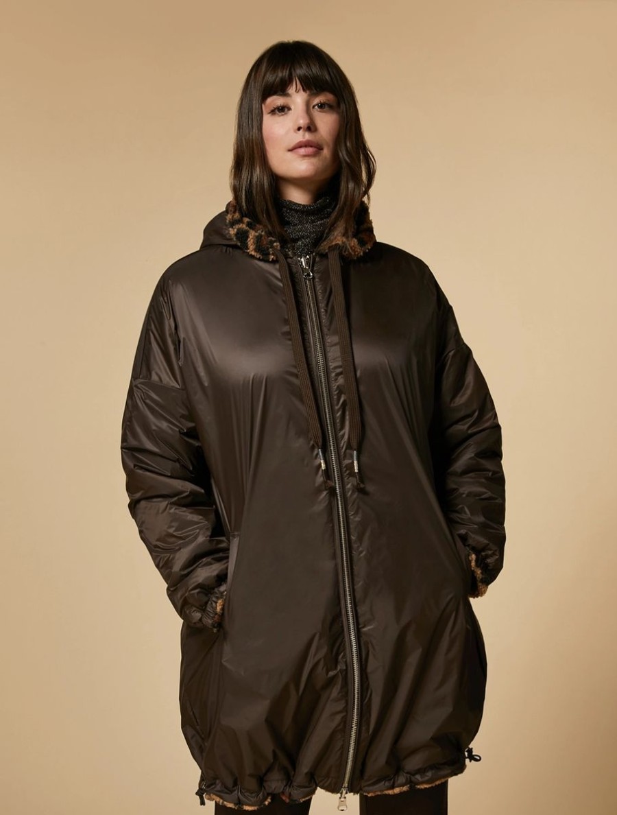 Vetements Marina Rinaldi | Veste Reversible En Jersey Marron Fonce