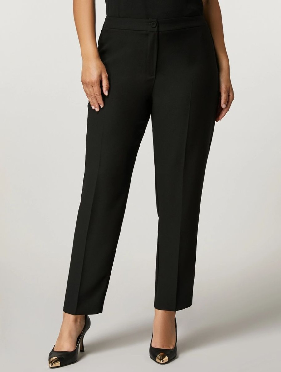 Vetements Marina Rinaldi | Pantalon En Crepe Envers Satin Noir