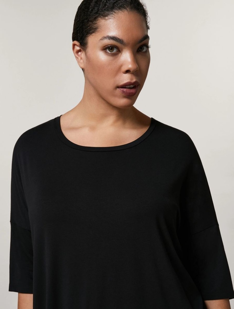 Vetements Marina Rinaldi | T-Shirt En Jersey De Viscose Noir