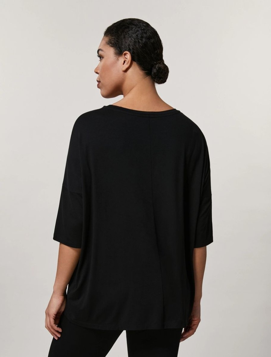 Vetements Marina Rinaldi | T-Shirt En Jersey De Viscose Noir