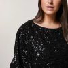 Vetements Marina Rinaldi | Blouse En Crepe Envers Satin Ornee De Sequins Noir