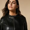 Vetements Marina Rinaldi | Blouson Biker En Tissu Enduit Noir