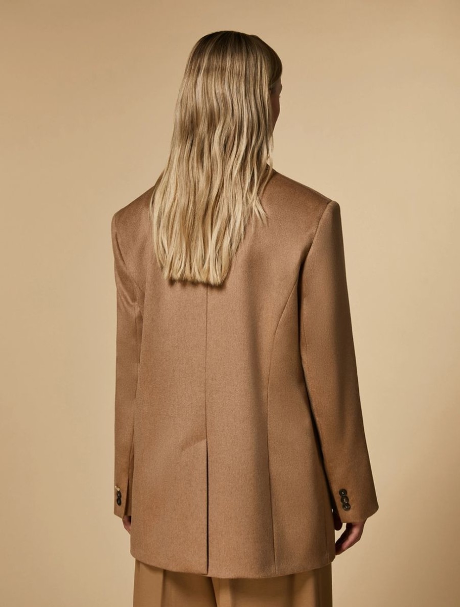 Vetements Marina Rinaldi | Veste Blazer En Drap Camel Chameau