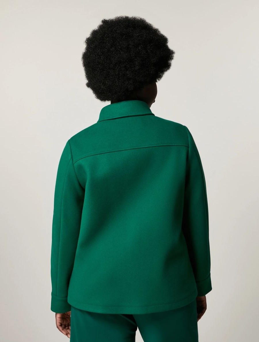 Vetements Marina Rinaldi | Veste En Jersey Compacte Vert Fonce