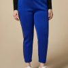 Vetements Marina Rinaldi | Pantalon En Jersey Scuba Bleu De Chine