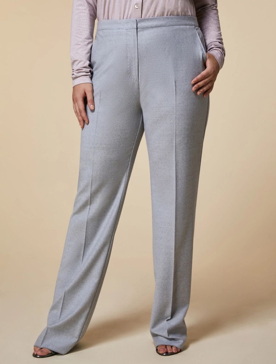 Vetements Marina Rinaldi | Pantalon Slim En Flanelle Gris Clair