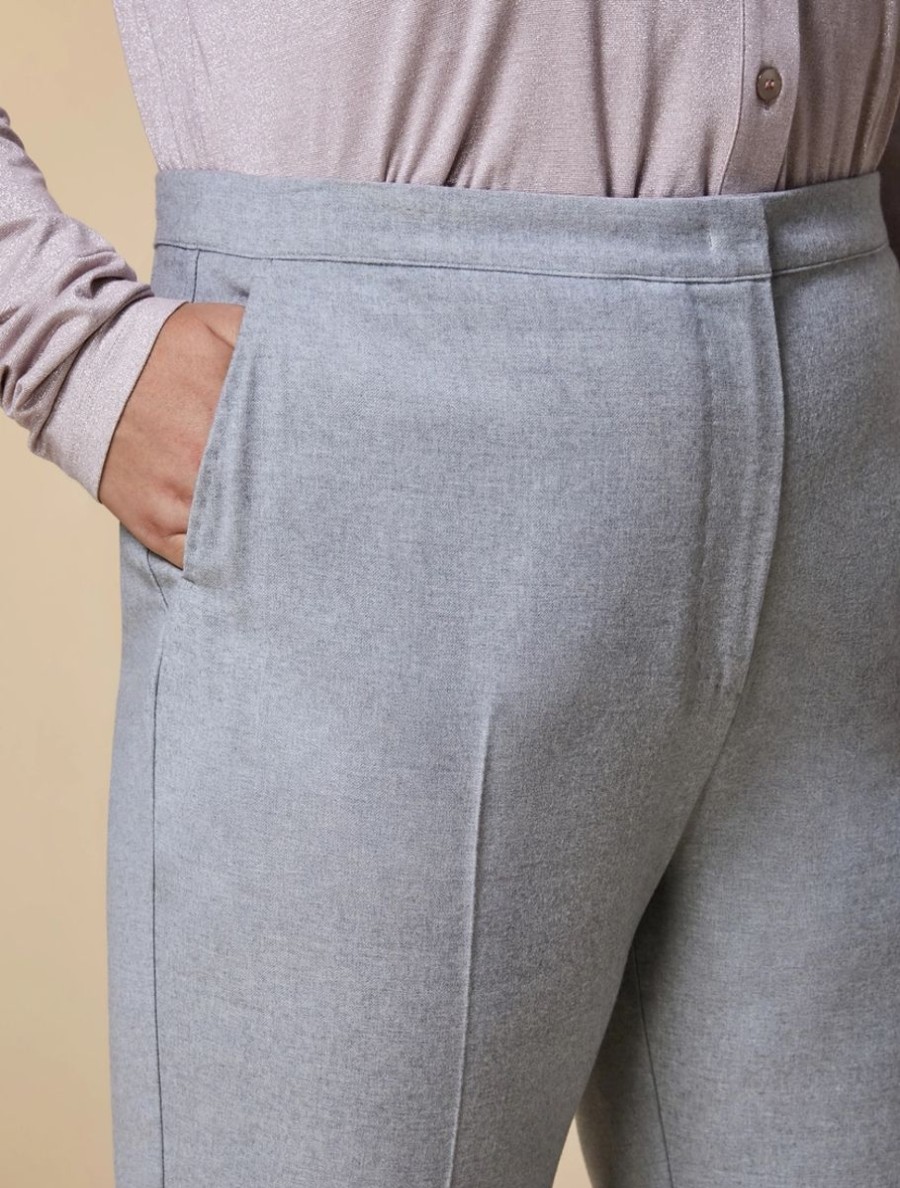 Vetements Marina Rinaldi | Pantalon Slim En Flanelle Gris Clair