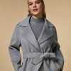 Vetements Marina Rinaldi | Manteau Double Face En Pure Laine Gris Moyen