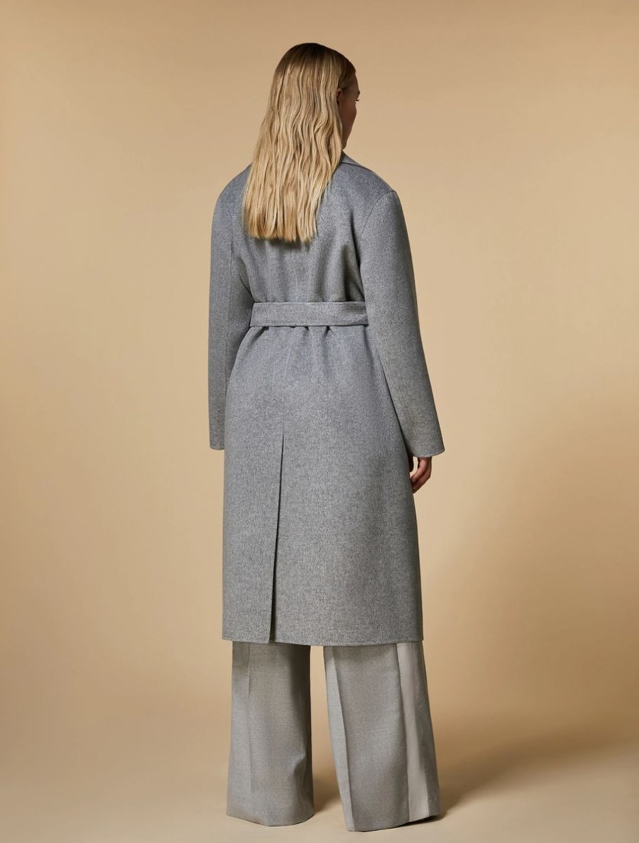 Vetements Marina Rinaldi | Manteau Double Face En Pure Laine Gris Moyen