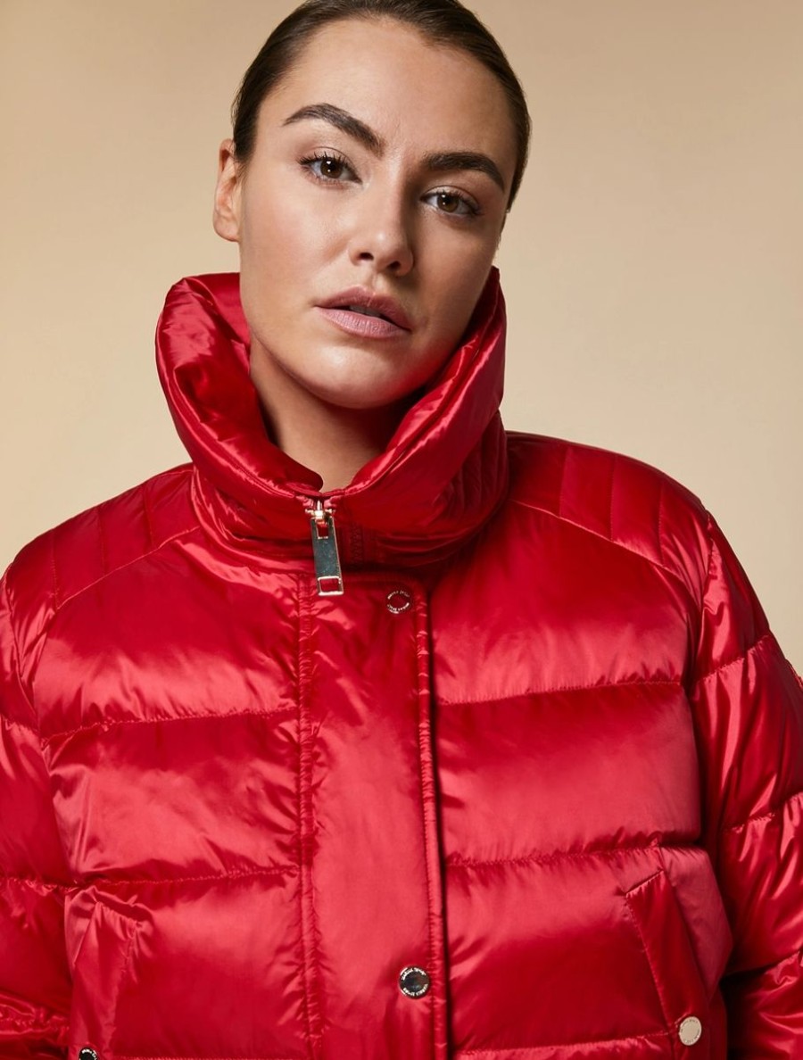 Vetements Marina Rinaldi | Veste Matelassee En Nylon Resistant A L'Eau Rouge