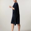 Vetements Marina Rinaldi | Robe En Crepe Envers Satin Marine Fonce