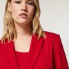 Vetements Marina Rinaldi | Blazer Fluide En Tissu Stretch Rouge