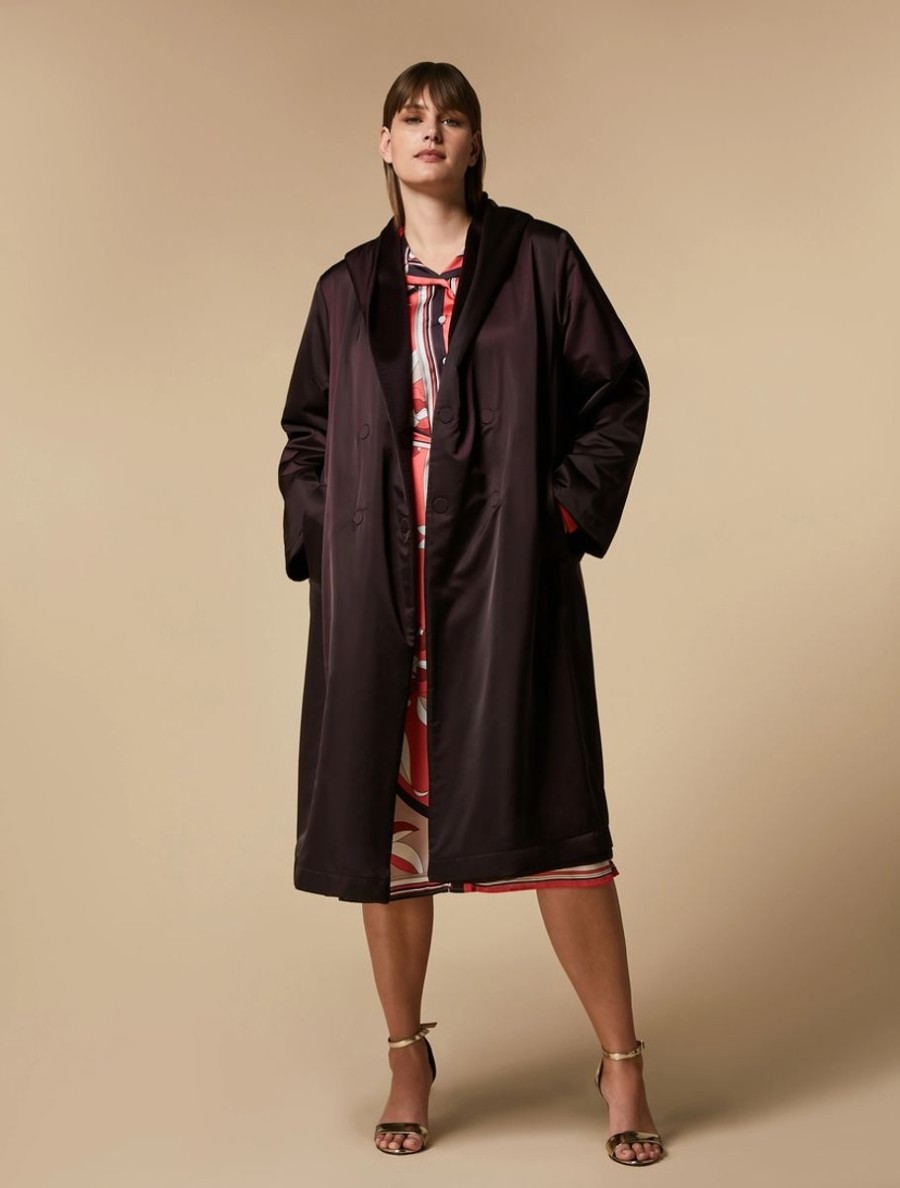 Vetements Marina Rinaldi | Manteau Reversible En Drap De Laine Violet