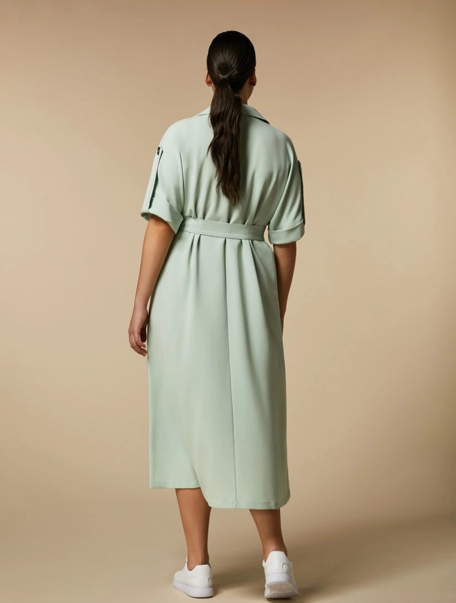 Vetements Marina Rinaldi | Robe Croisee En Cady De Triacetate Vert Pastel