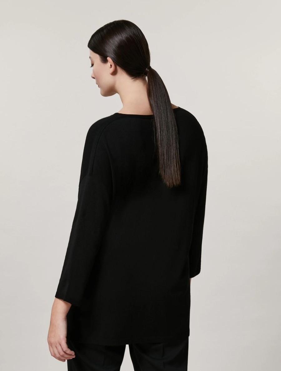 Vetements Marina Rinaldi | Pull En Fil De Viscose Noir