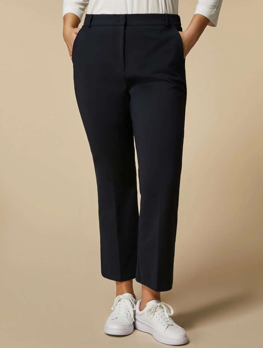 Vetements Marina Rinaldi | Pantalon Evase En Coton Melange Bleuet