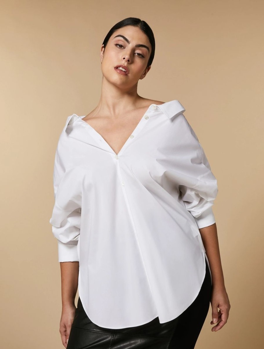 Vetements Marina Rinaldi | Chemise En Popeline De Coton Blanc