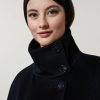 Vetements Marina Rinaldi | Manteau En Drap De Laine Marine Fonce