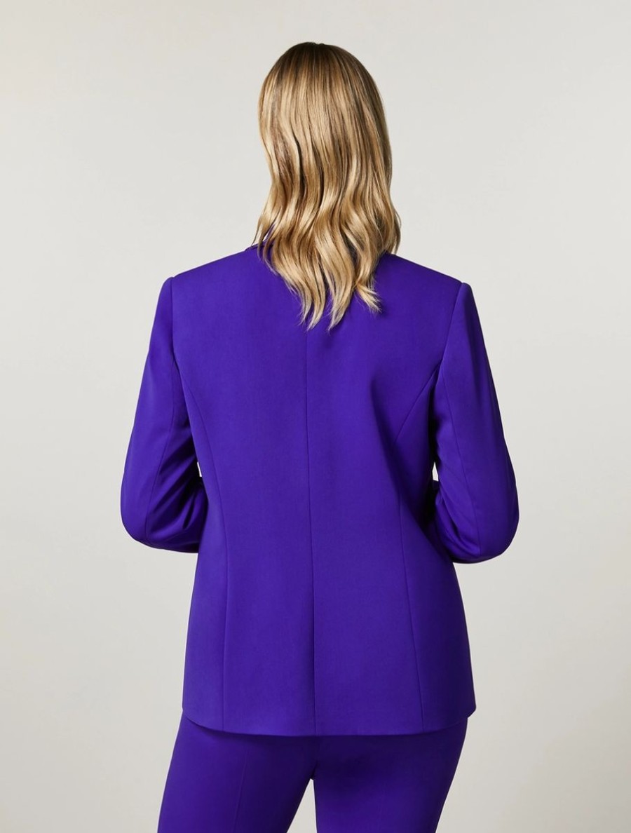 Vetements Marina Rinaldi | Blazer Fluide En Tissu Stretch Violet