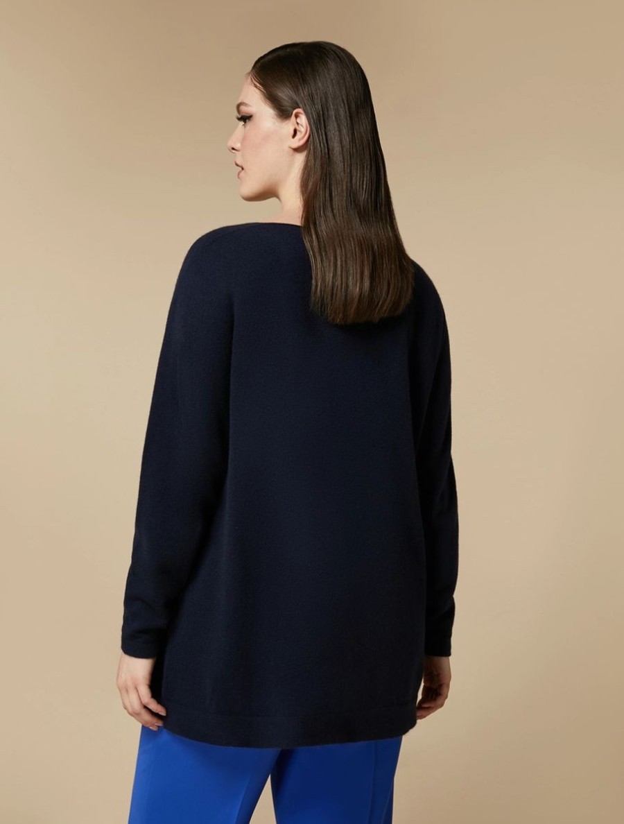 Vetements Marina Rinaldi | Pull Pur Cachemire Marine Fonce