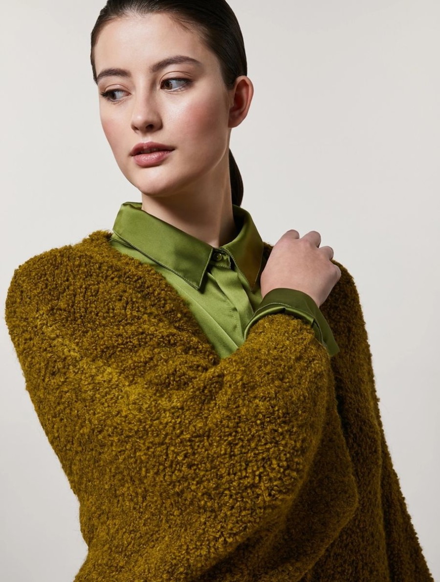 Vetements Marina Rinaldi | Cardigan Boucle Olive Verte