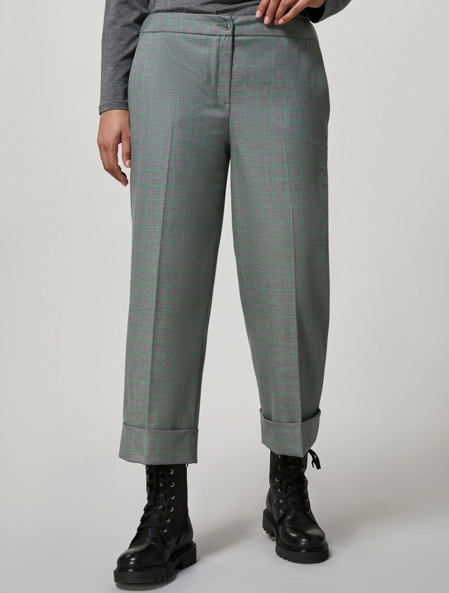 Vetements Marina Rinaldi | Pantalon En Flanelle Stretch Gris Clair