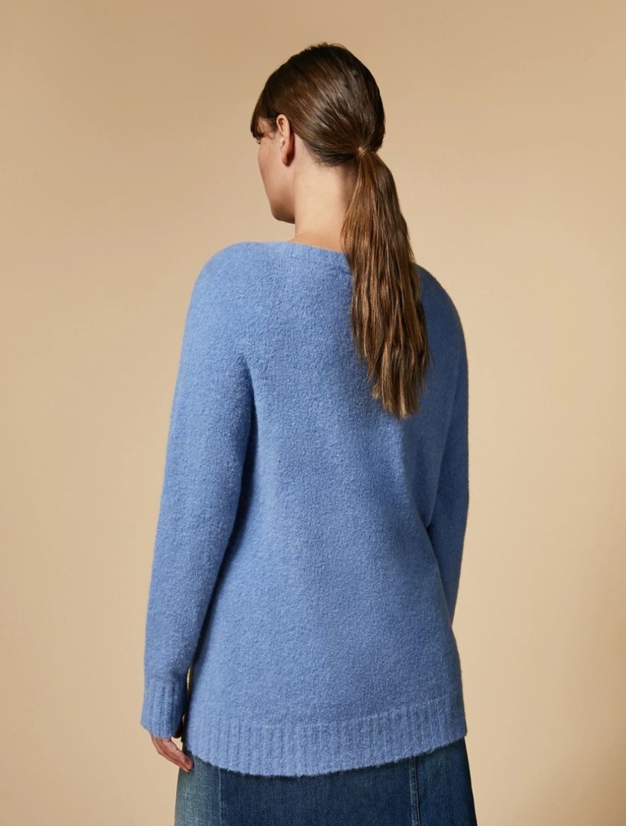 Vetements Marina Rinaldi | Pull En Alpaga Melange Bleu Ski