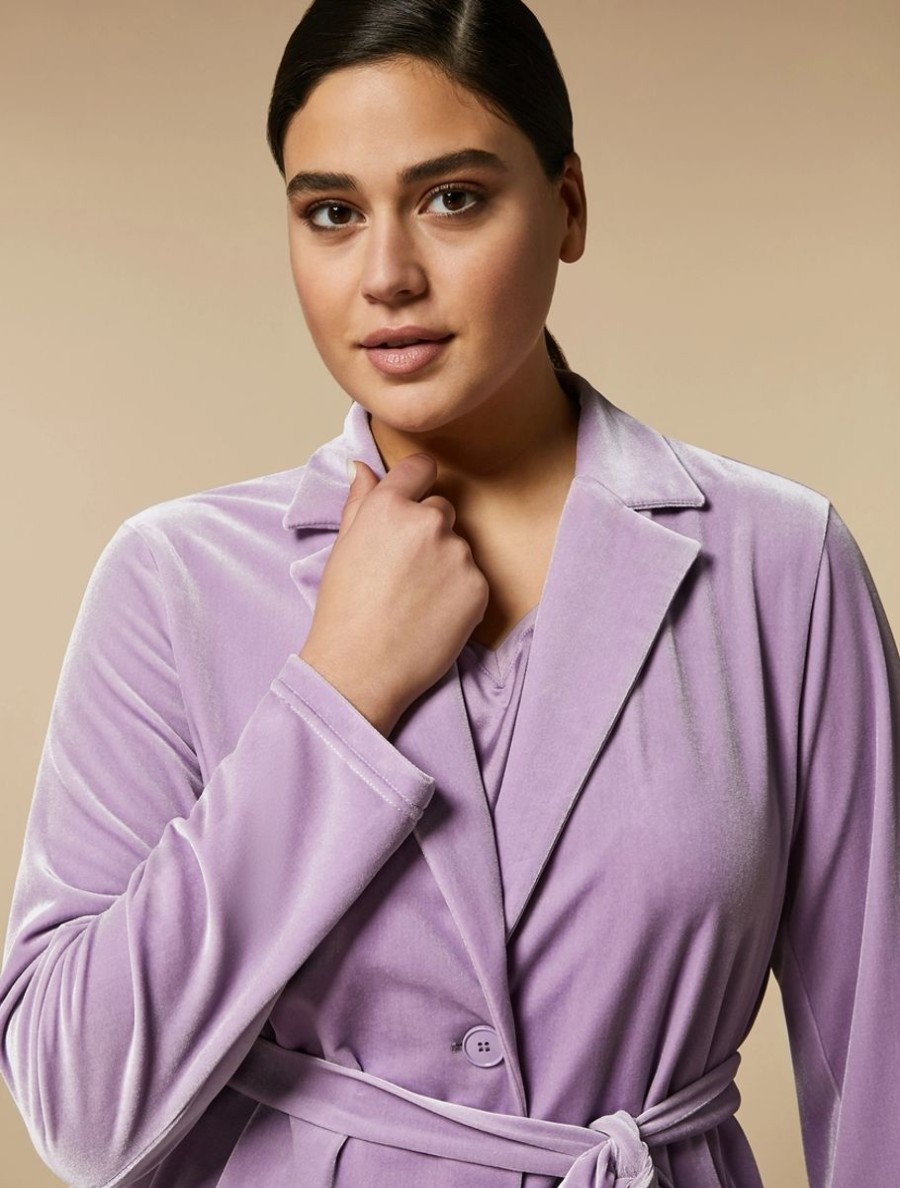 Vetements Marina Rinaldi | Blazer En Jersey De Velours Lilas