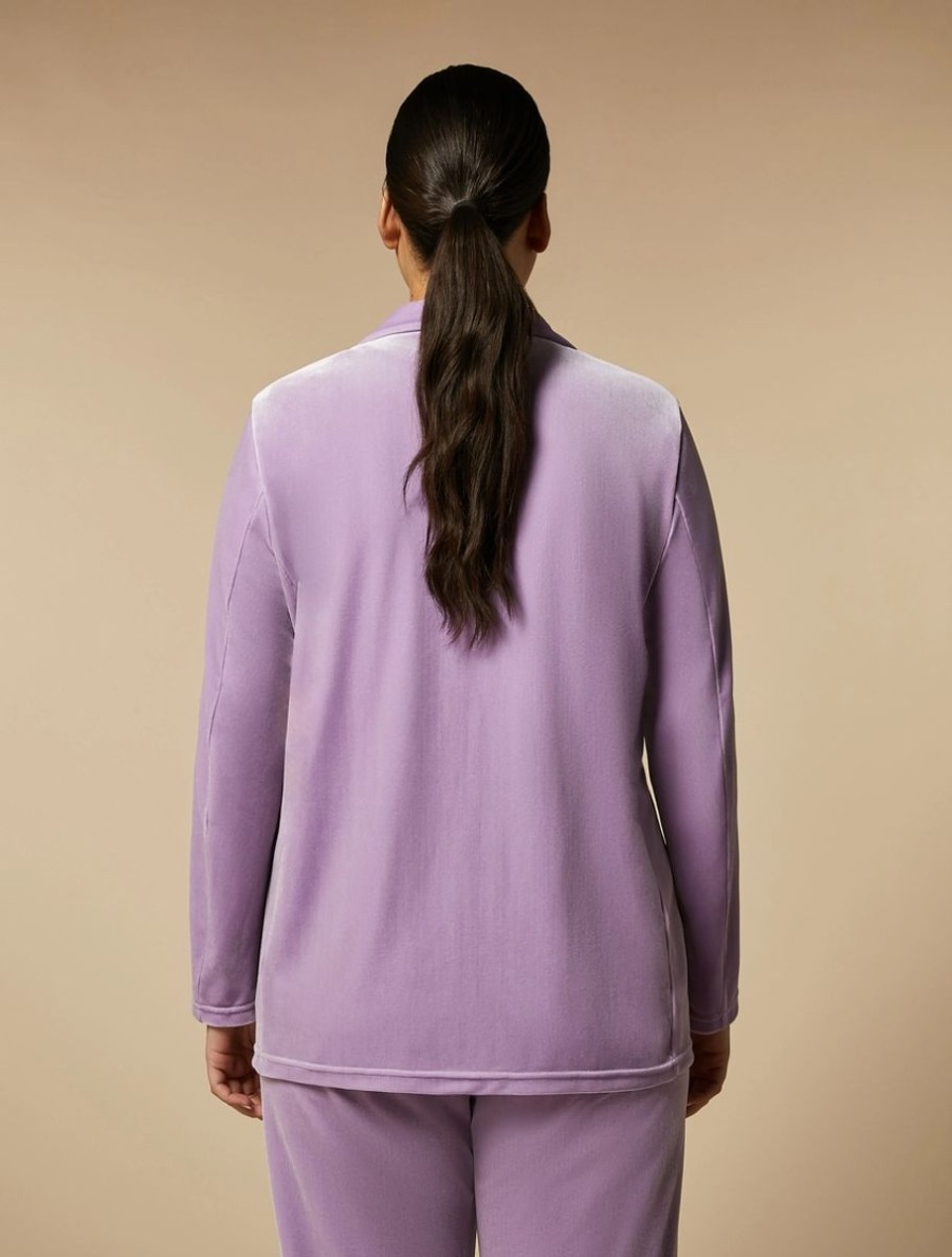 Vetements Marina Rinaldi | Blazer En Jersey De Velours Lilas