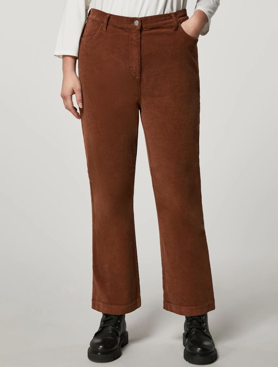 Vetements Marina Rinaldi | Pantalon En Velours Stretch Brun