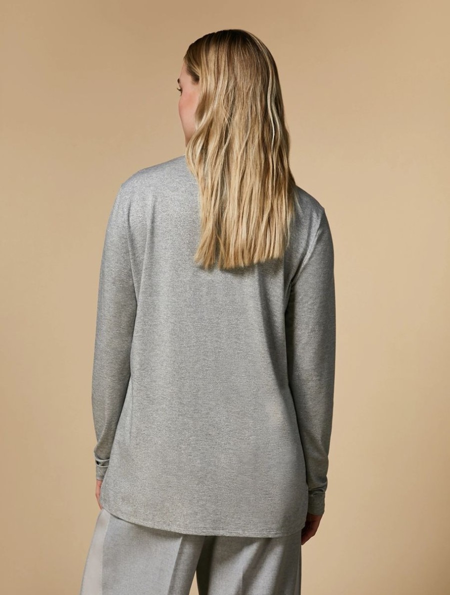 Vetements Marina Rinaldi | Pull Col Roule En Jersey Gris Clair