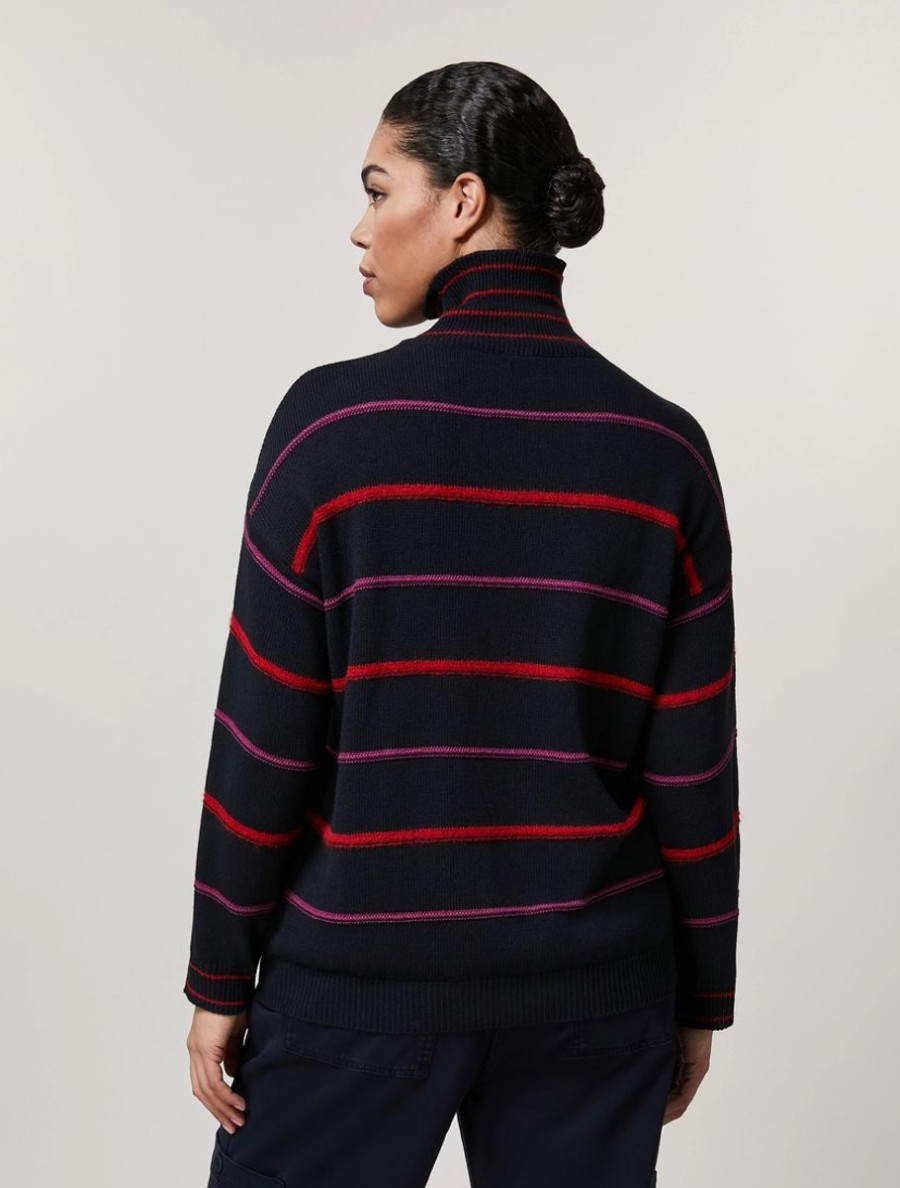 Vetements Marina Rinaldi | Pull Jacquard Marine Fonce