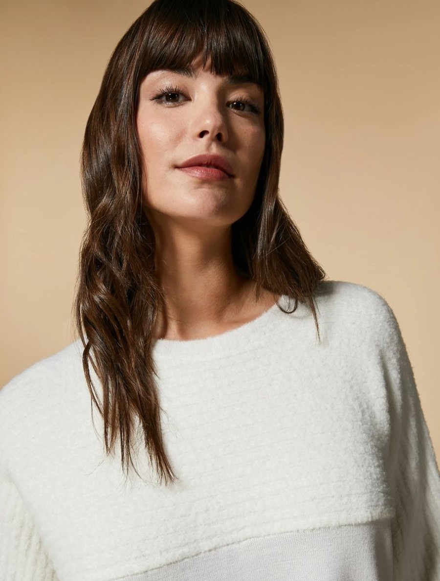 Vetements Marina Rinaldi | Pull En Laine Melangee Blanc