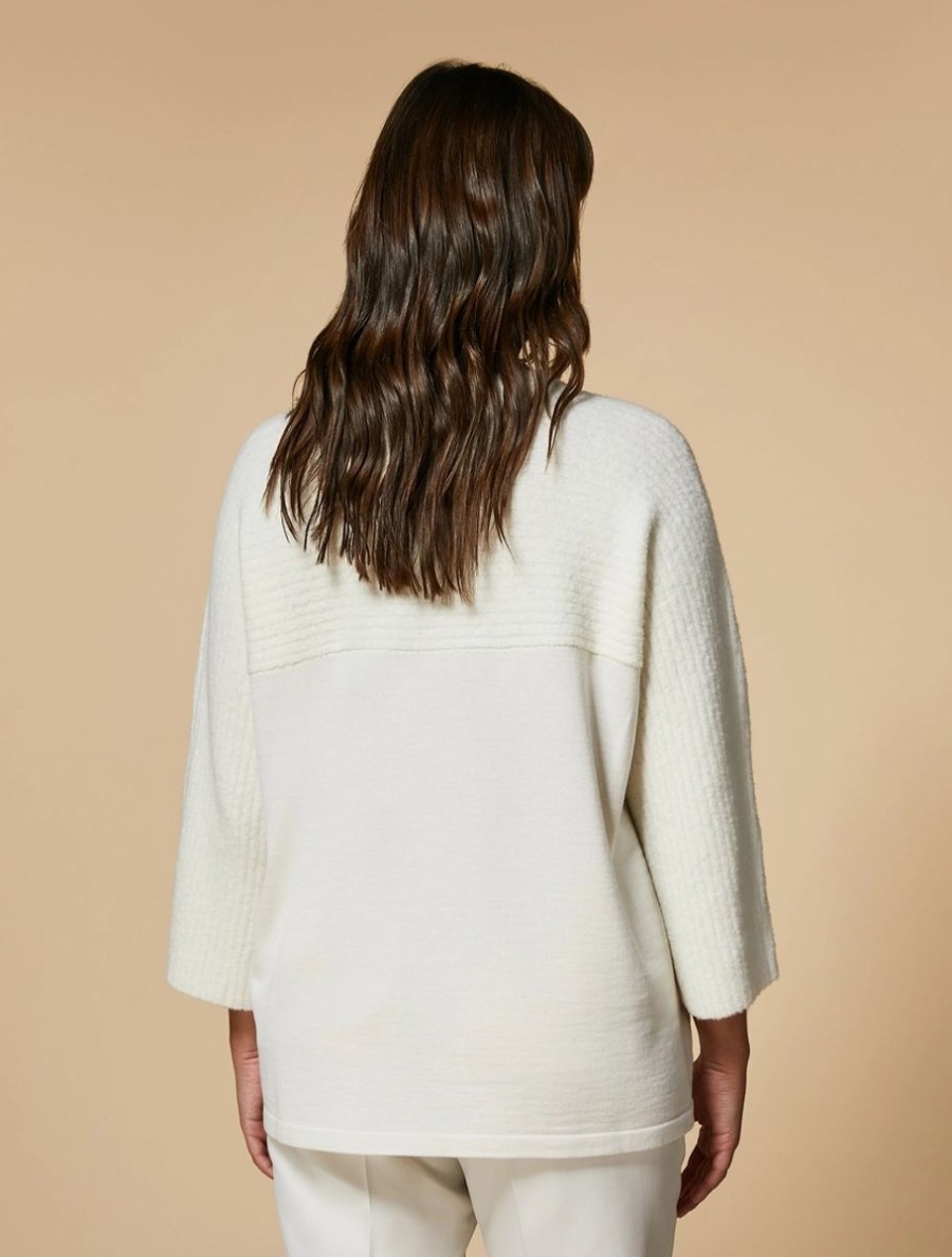 Vetements Marina Rinaldi | Pull En Laine Melangee Blanc