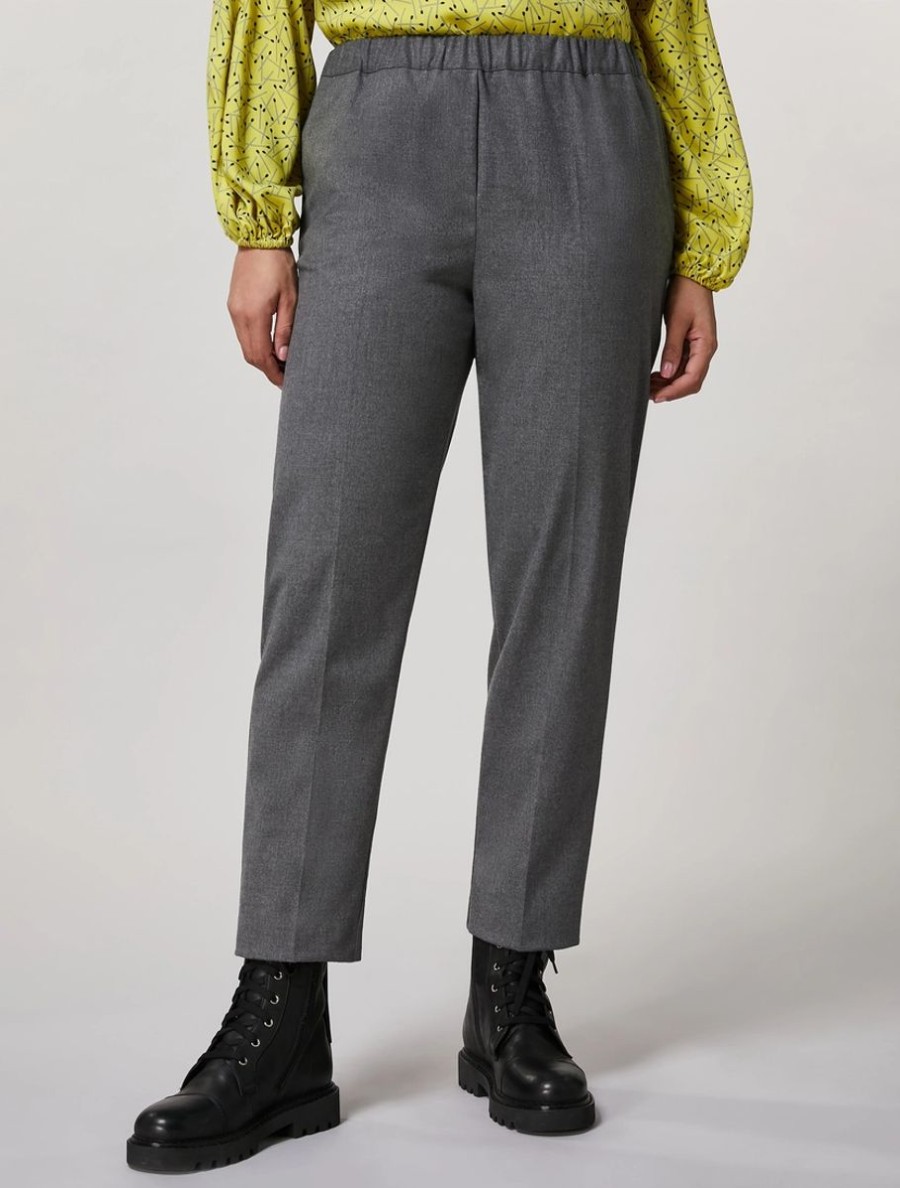 Vetements Marina Rinaldi | Pantalon En Polyviscose Gris Fonce