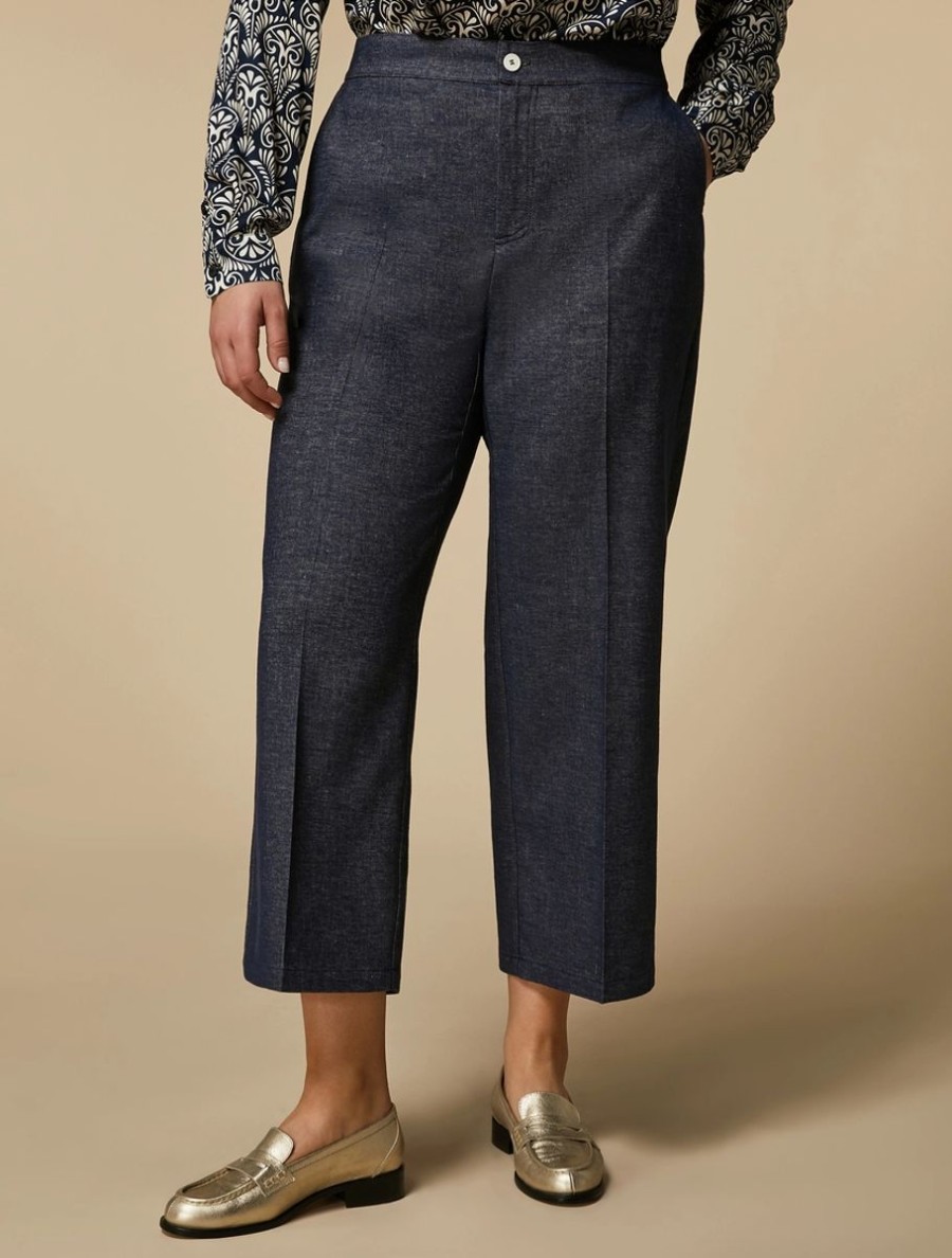 Vetements Marina Rinaldi | Pantalon Aspect Denim Outremer