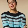 Vetements Marina Rinaldi | Pull En Coton Raye Marine