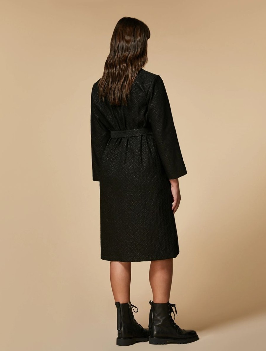 Vetements Marina Rinaldi | Robe Chemise En Jacquard Noir