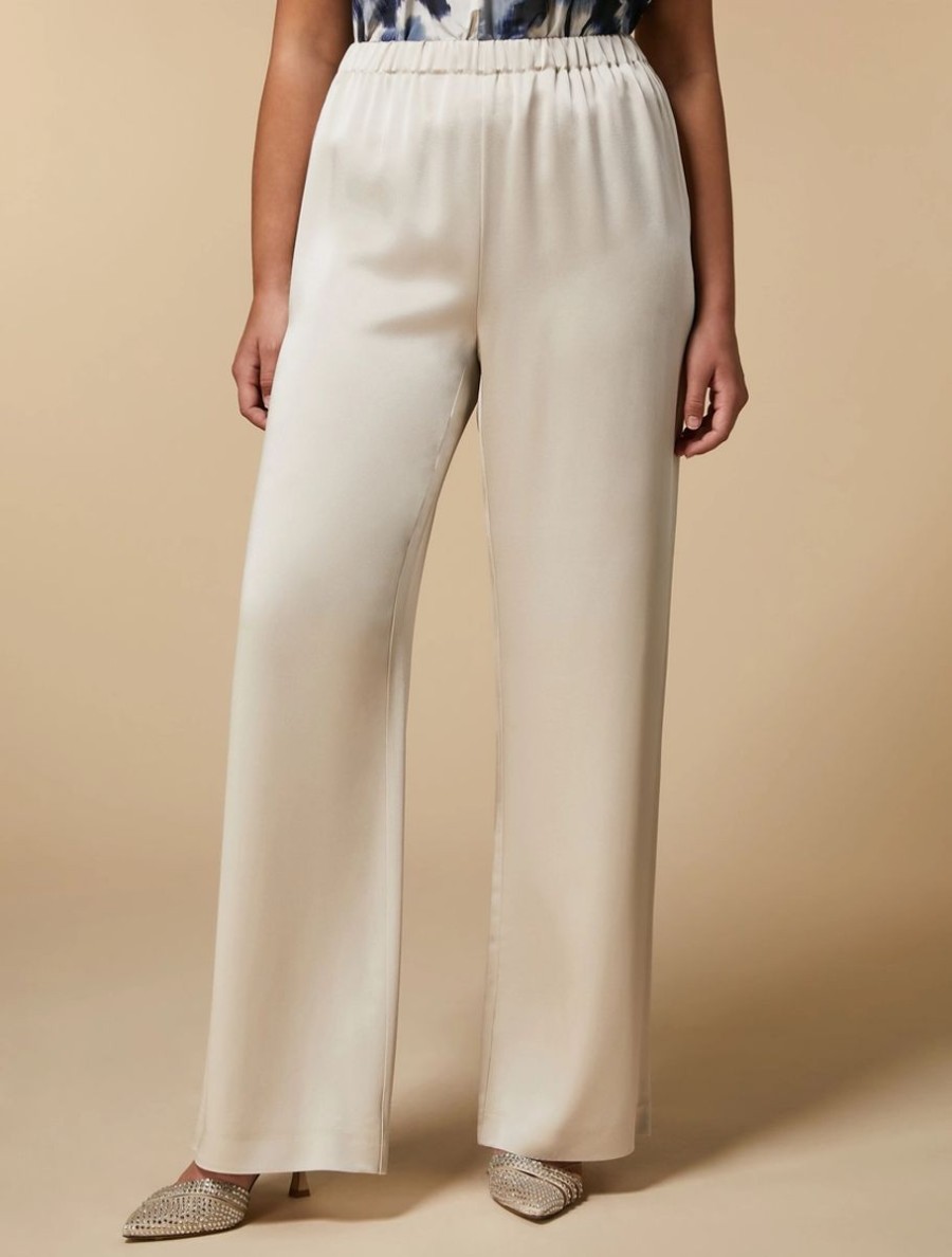 Vetements Marina Rinaldi | Pantalon En Tissu Brillant Beige