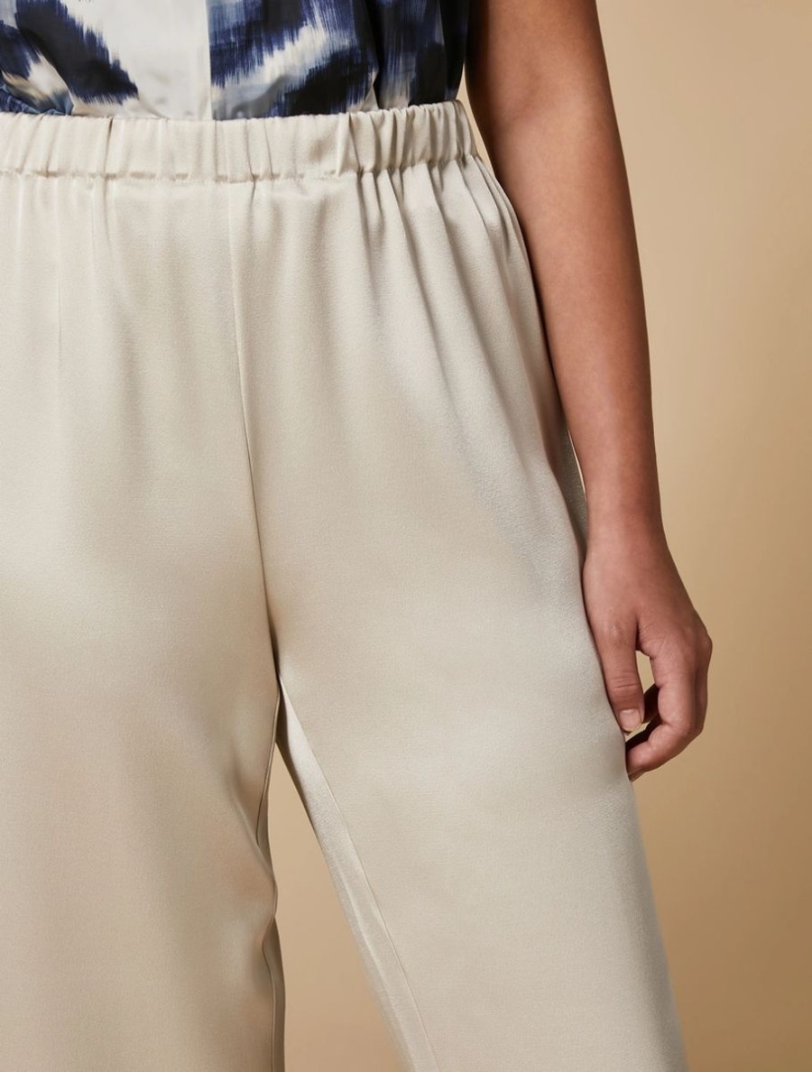 Vetements Marina Rinaldi | Pantalon En Tissu Brillant Beige