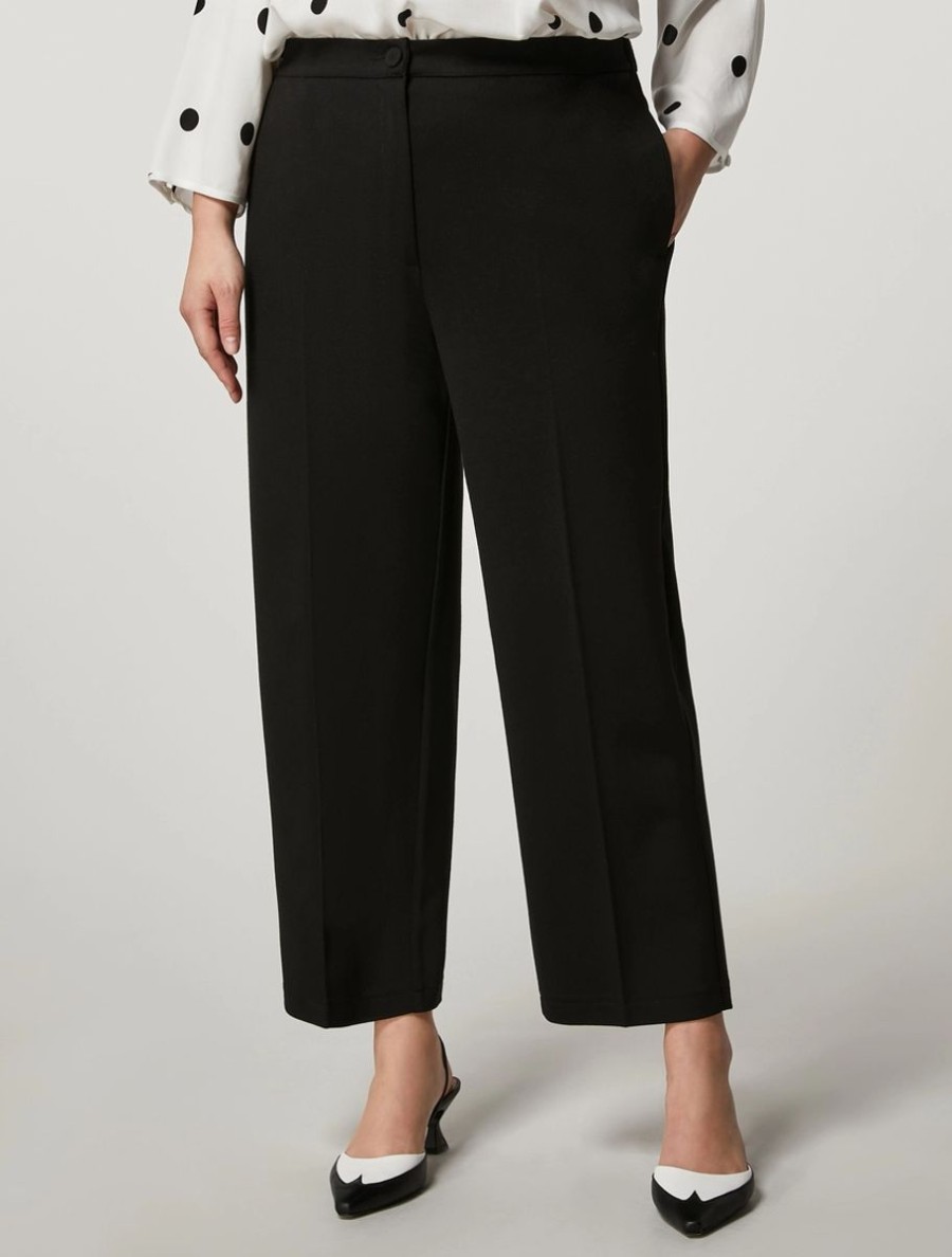 Vetements Marina Rinaldi | Pantalon Raccourci En Jersey Noir