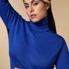 Vetements Marina Rinaldi | Pull En Laine Melangee Bleu De Chine