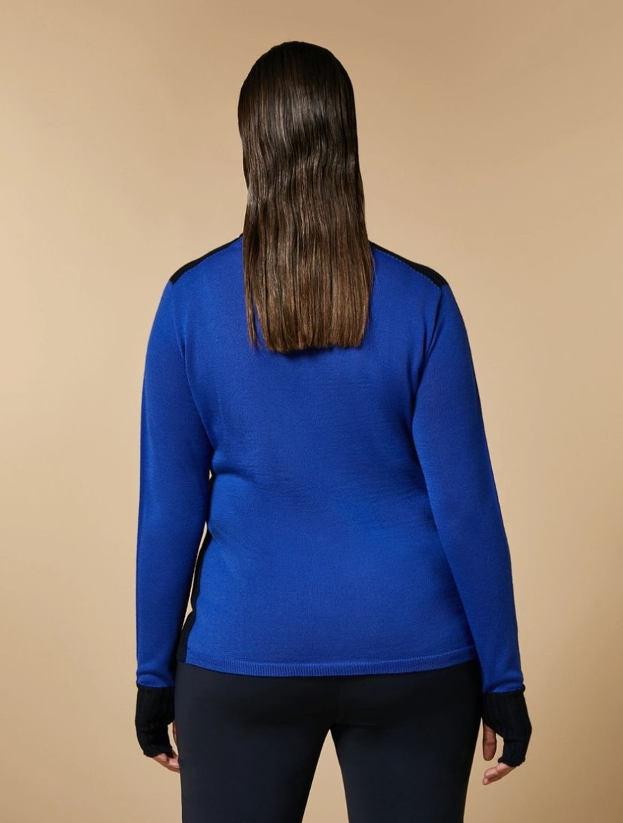 Vetements Marina Rinaldi | Pull En Laine Melangee Bleu De Chine